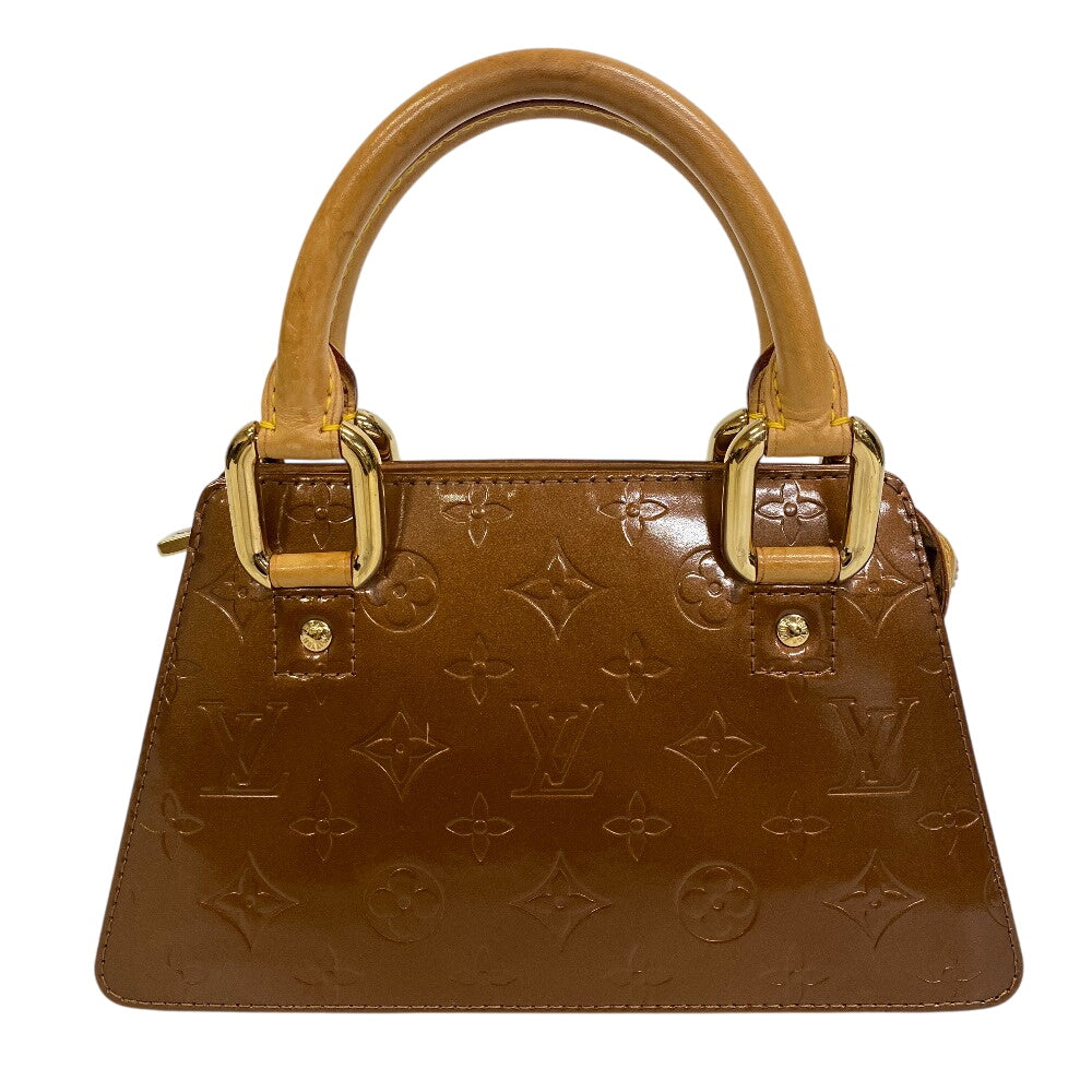 LOUIS VUITTON Handbag Patent leather, leather Brown Monogram Vernis Mini Four Size