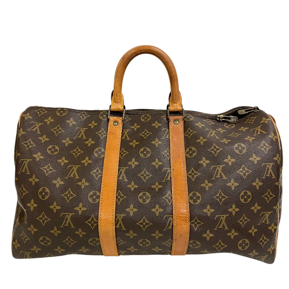 LOUIS VUITTON Boston Duffel bag Monogram, Leather Brown Monogram Pattern Keepall 45