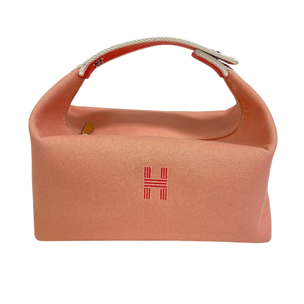HERMES Handbag canvas pink Bride a Black
