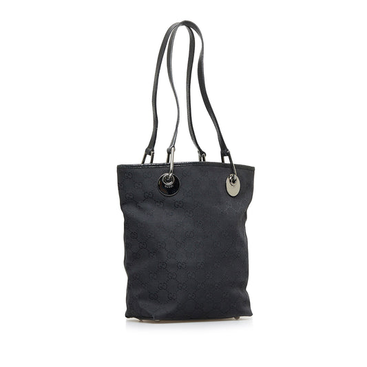 Gucci Black Leather Canvas Tote Style 26