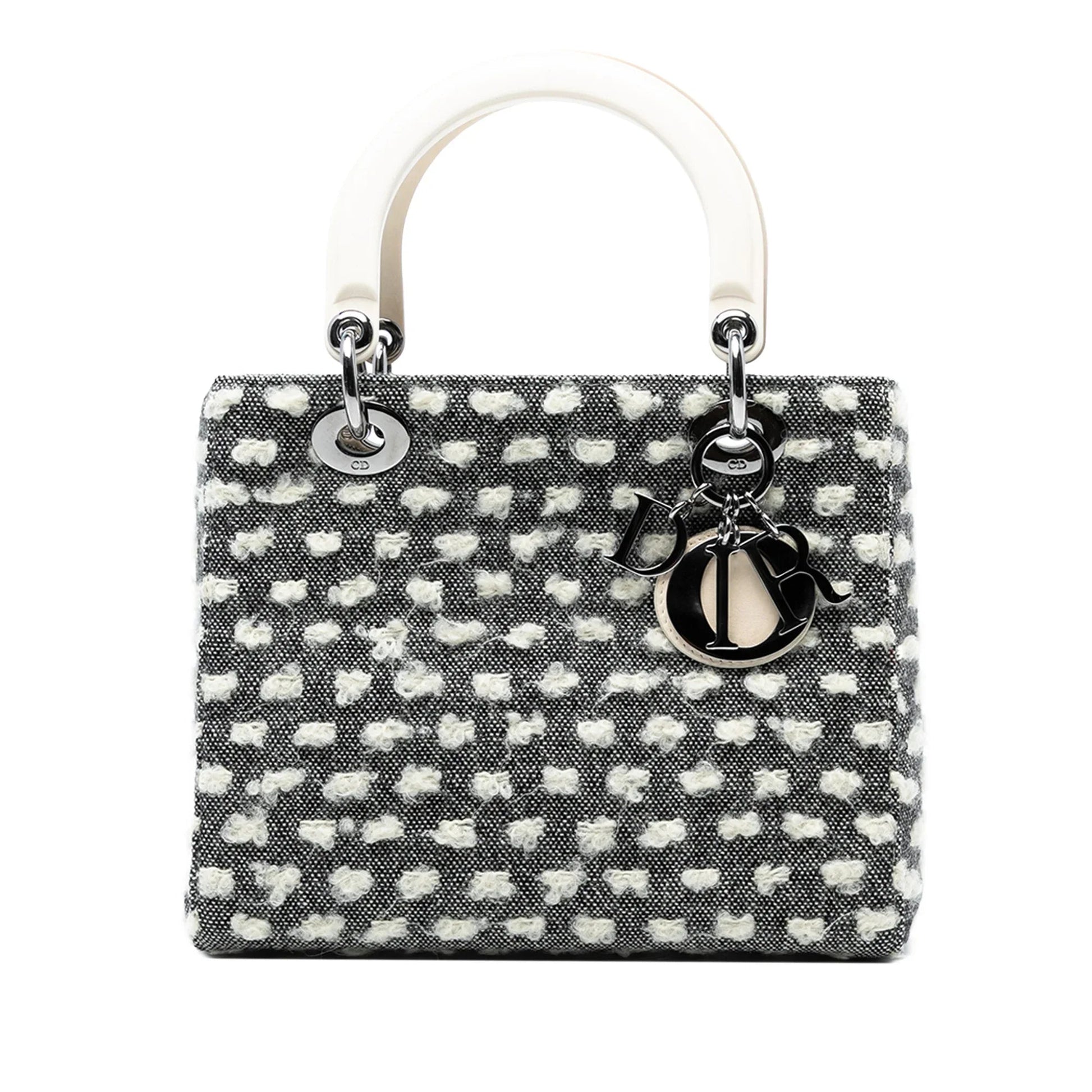 Gray Dior Medium Tweed Lady Dior Satchel