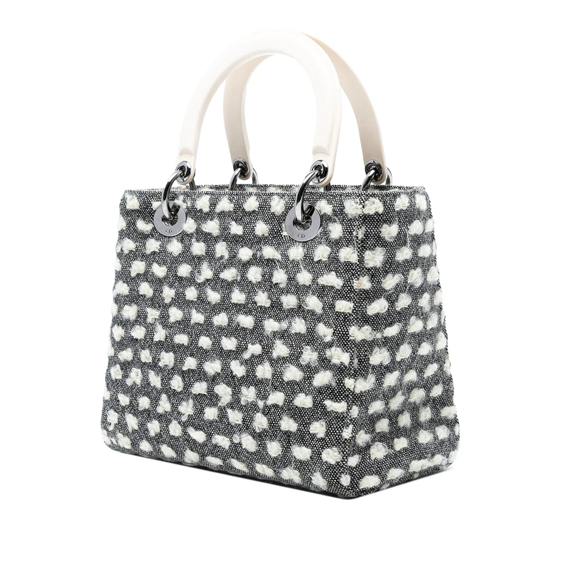 Gray Dior Medium Tweed Lady Dior Satchel