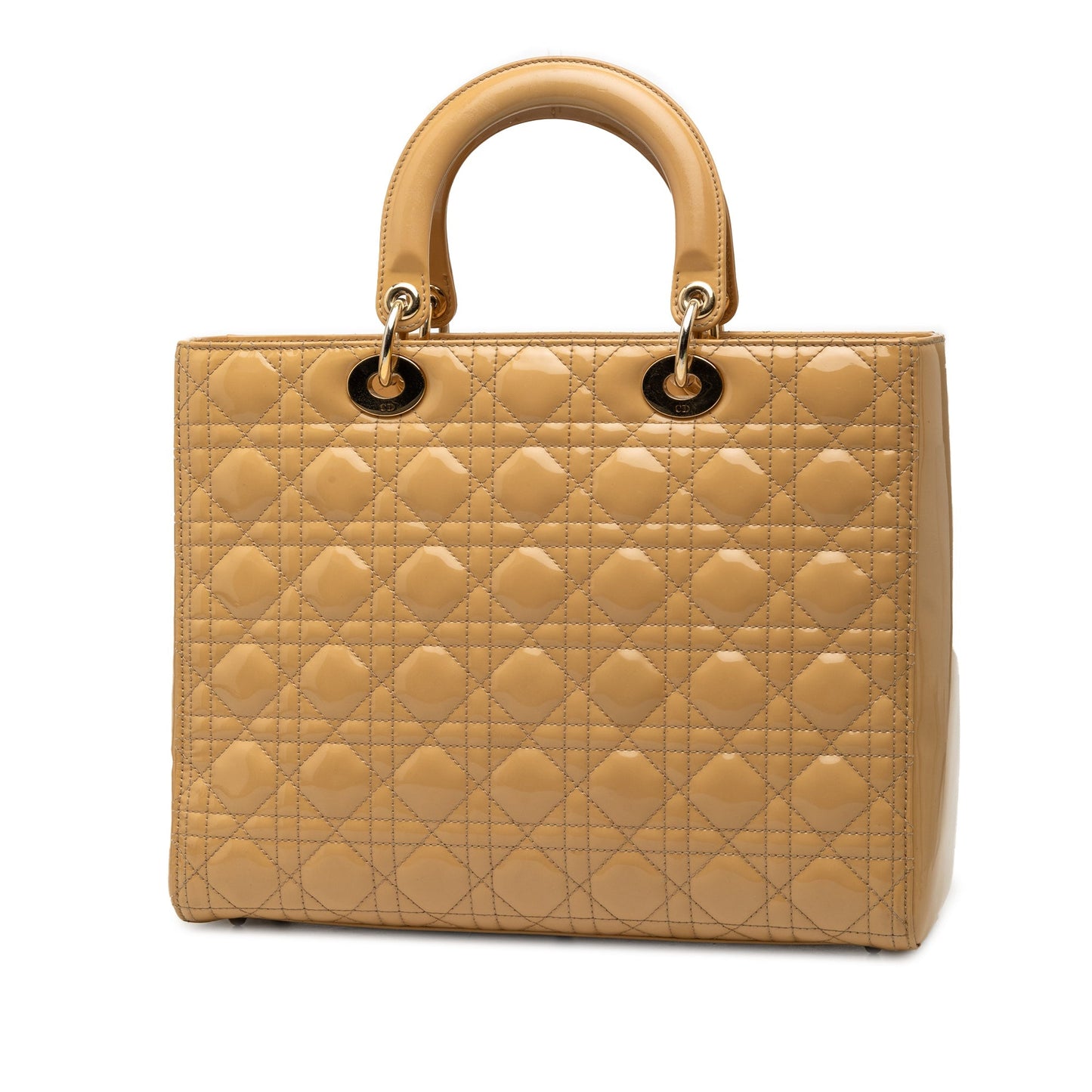 Brown Dior Large Patent Cannage Lady Dior Satchel