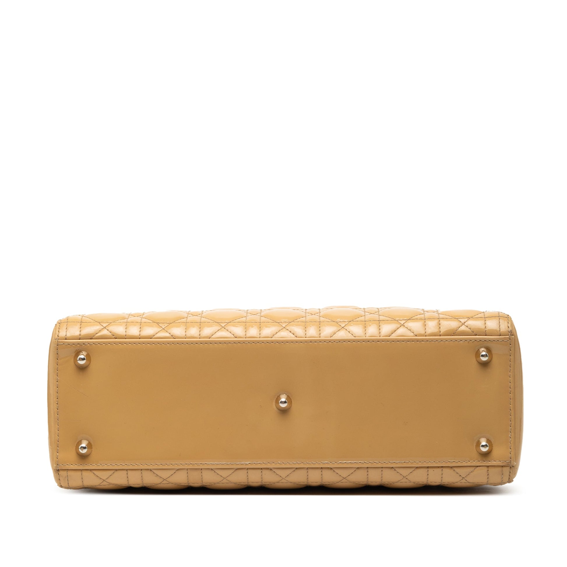 Brown Dior Large Patent Cannage Lady Dior Satchel