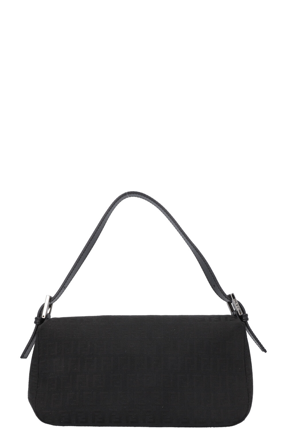 FENDI Zucca Print Baguette Shoulder Bag Black Canvas