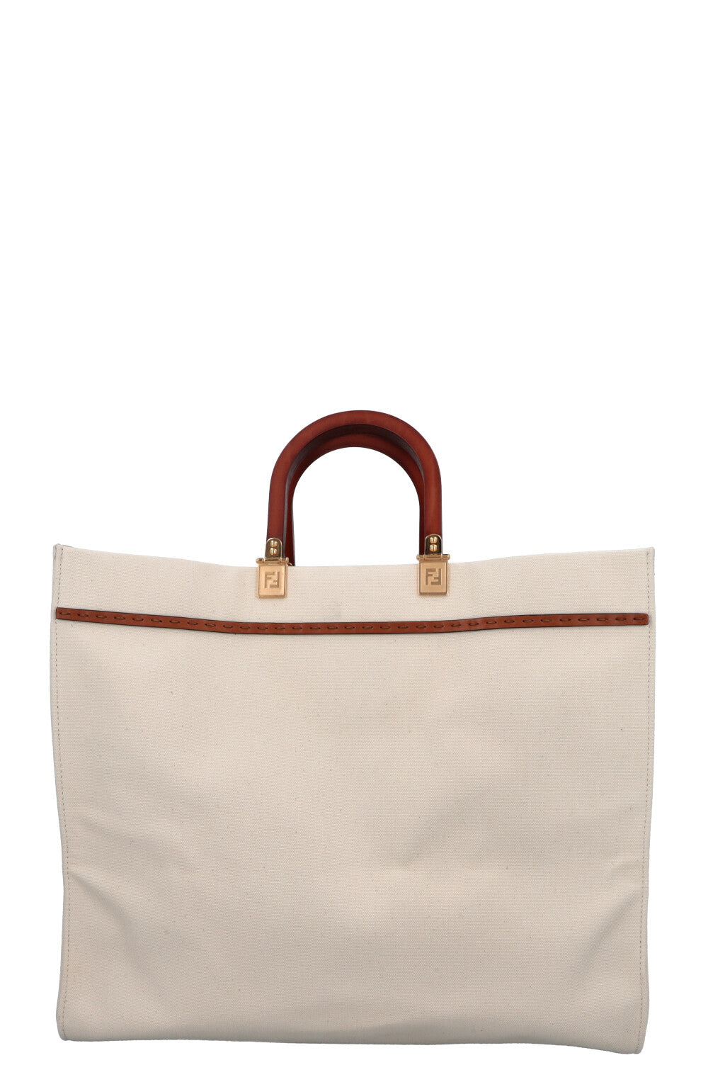 FENDI Sunshine Large Tote Bag Canvas Ivory