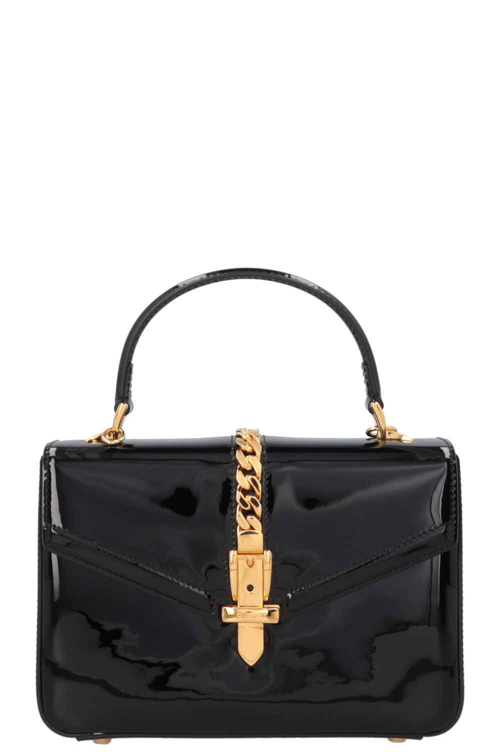 GUCCI Sylvie 1969 Mini Top Handle Bag Patent Black