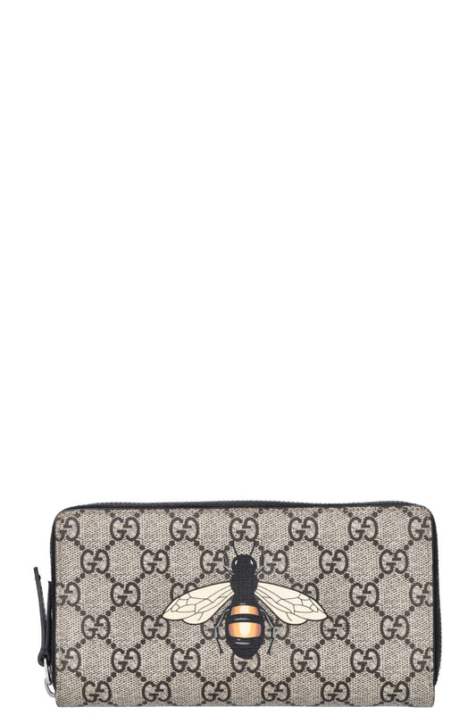 GUCCI Zip Around Wallet Bee GG Supreme