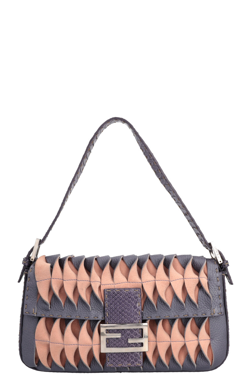 FENDI Selleria Baguette Bag Python Purple Pink