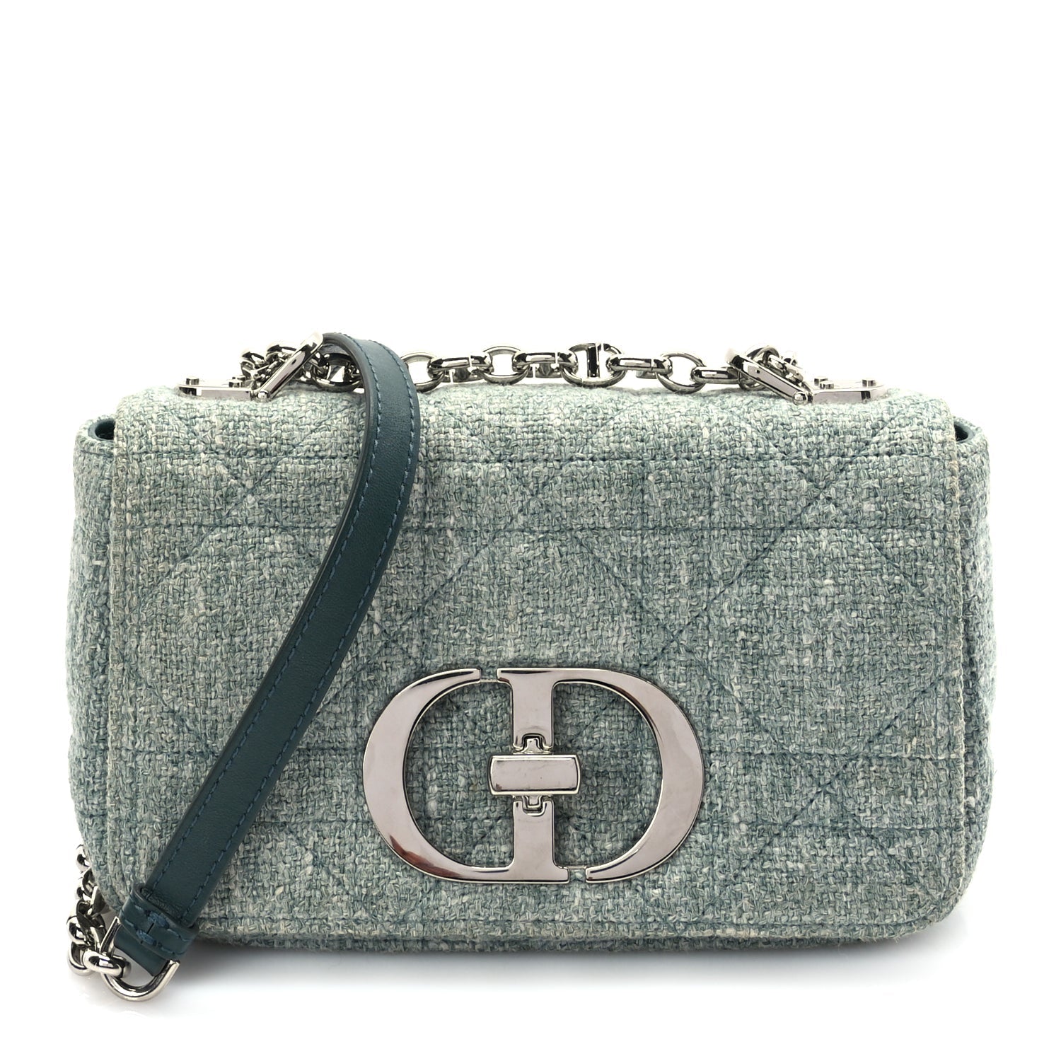 Christian Dior Tweed Macrocannage Small Caro Bag Light Green