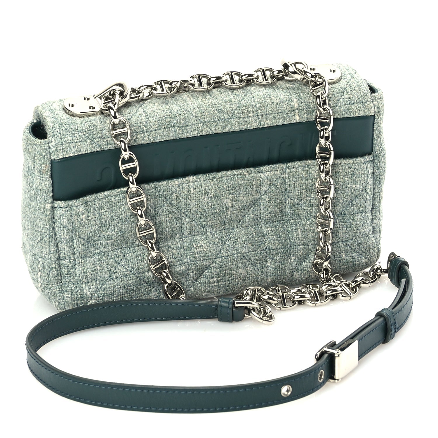 Christian Dior Tweed Macrocannage Small Caro Bag Light Green