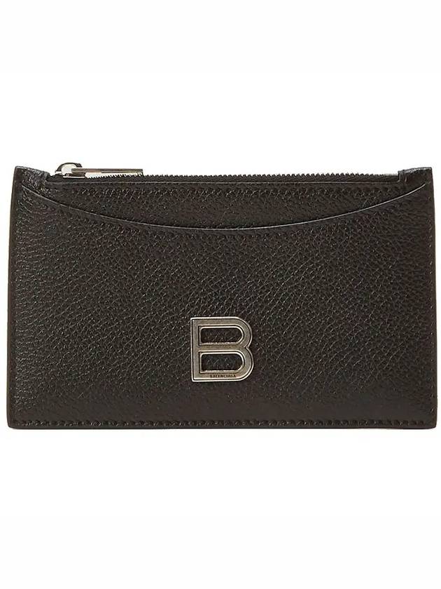 Luxury Balenciaga Trending 2026 Hourglass Zipper Leather Card Wallet Black Silver