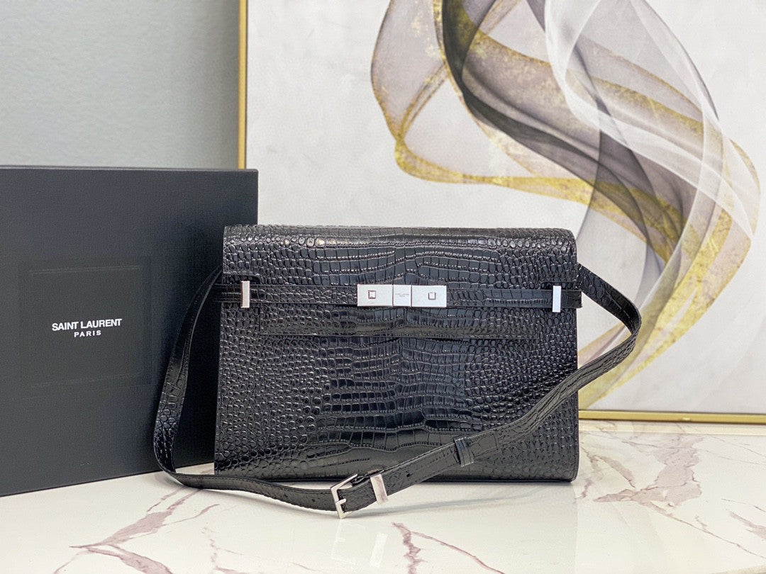 Yves Saint Laurent Manhattan Shoulder Bag In-Shiny Black