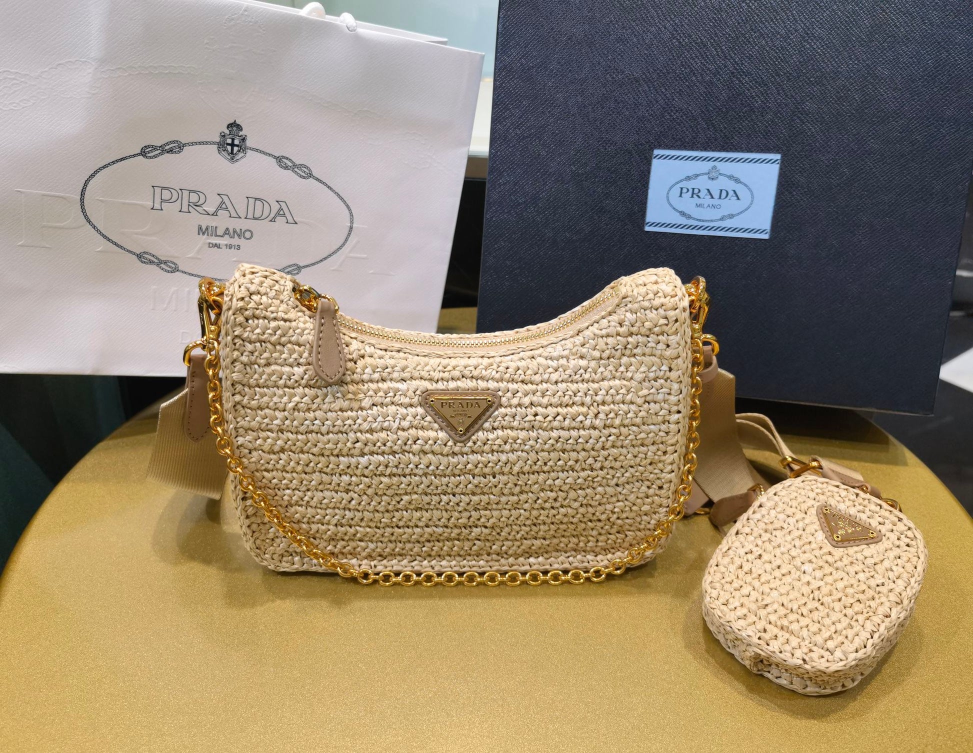 BOLSA Prada RE-EDITION RÁFIA Luxury Handbag