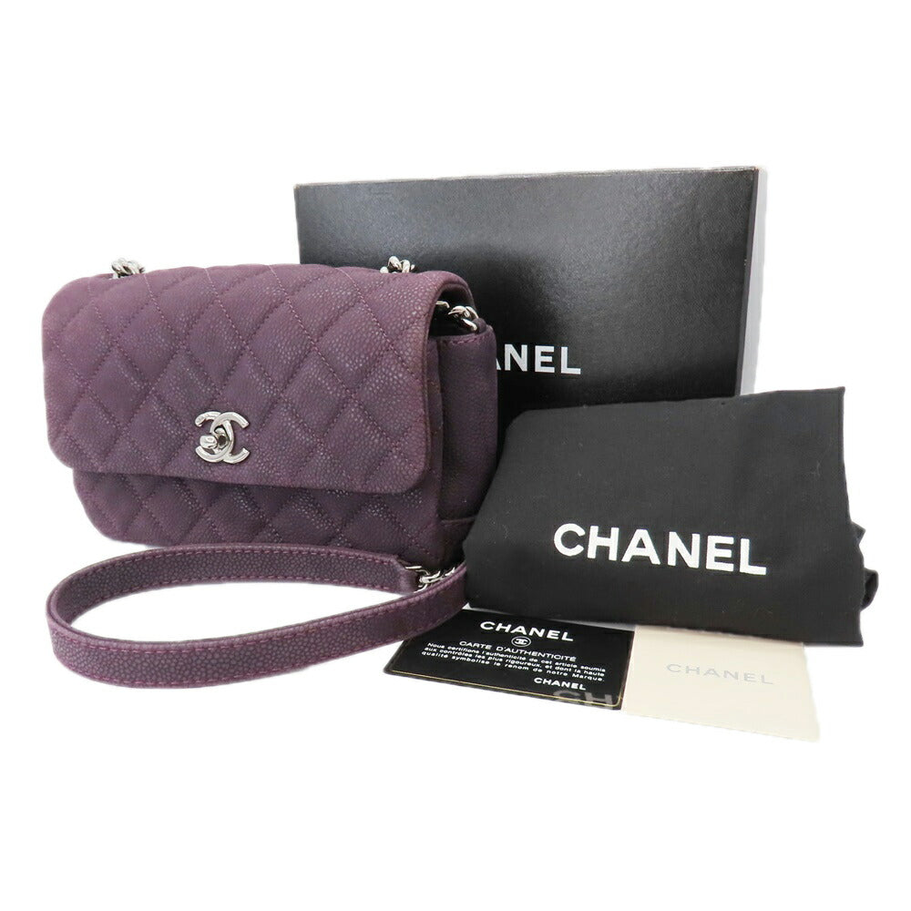Chanel Caviar Skin Mini Matelassé Chain Shoulder Bag Classic Flap