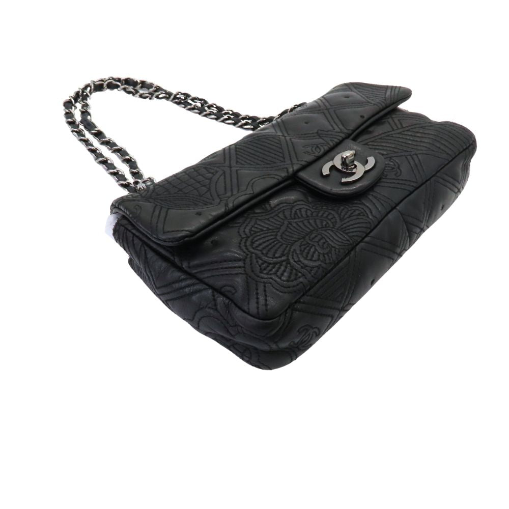 Chanel Lambskin Matelasse 2way Shoulder Bag Camellia Stitch