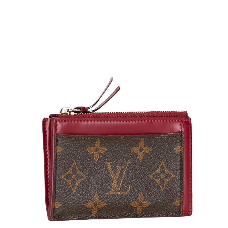 Louis Vuitton Monogram Portecourt Zip Coin Box Card Case M67889 Brown Wine Red PVC Leather Louis Vuitton
