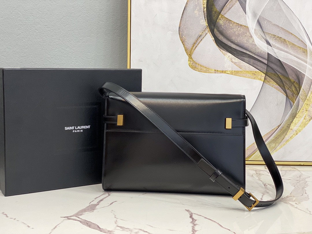 Yves Saint Laurent Manhattan Shoulder Bag In Box Black