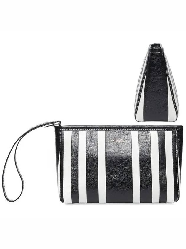 Luxury Balenciaga Trending 2026 Barbes Striped Zipper Clutch Bag Black