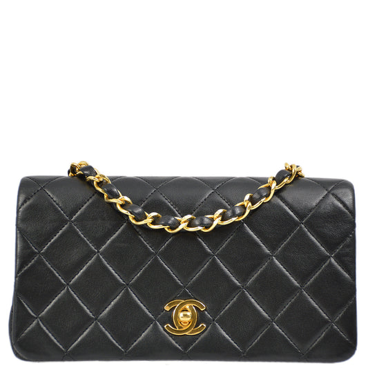 Chanel Black Lambskin Turnlock Mini Full Flap Shoulder Bag