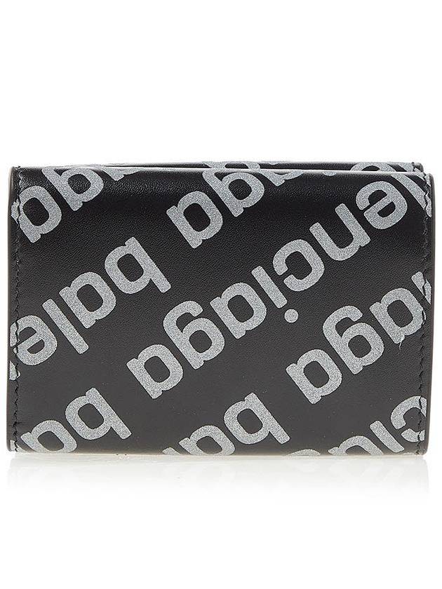 Luxury Balenciaga Trending 2026 All-Over Logo Tri-Fold Half Wallet Black