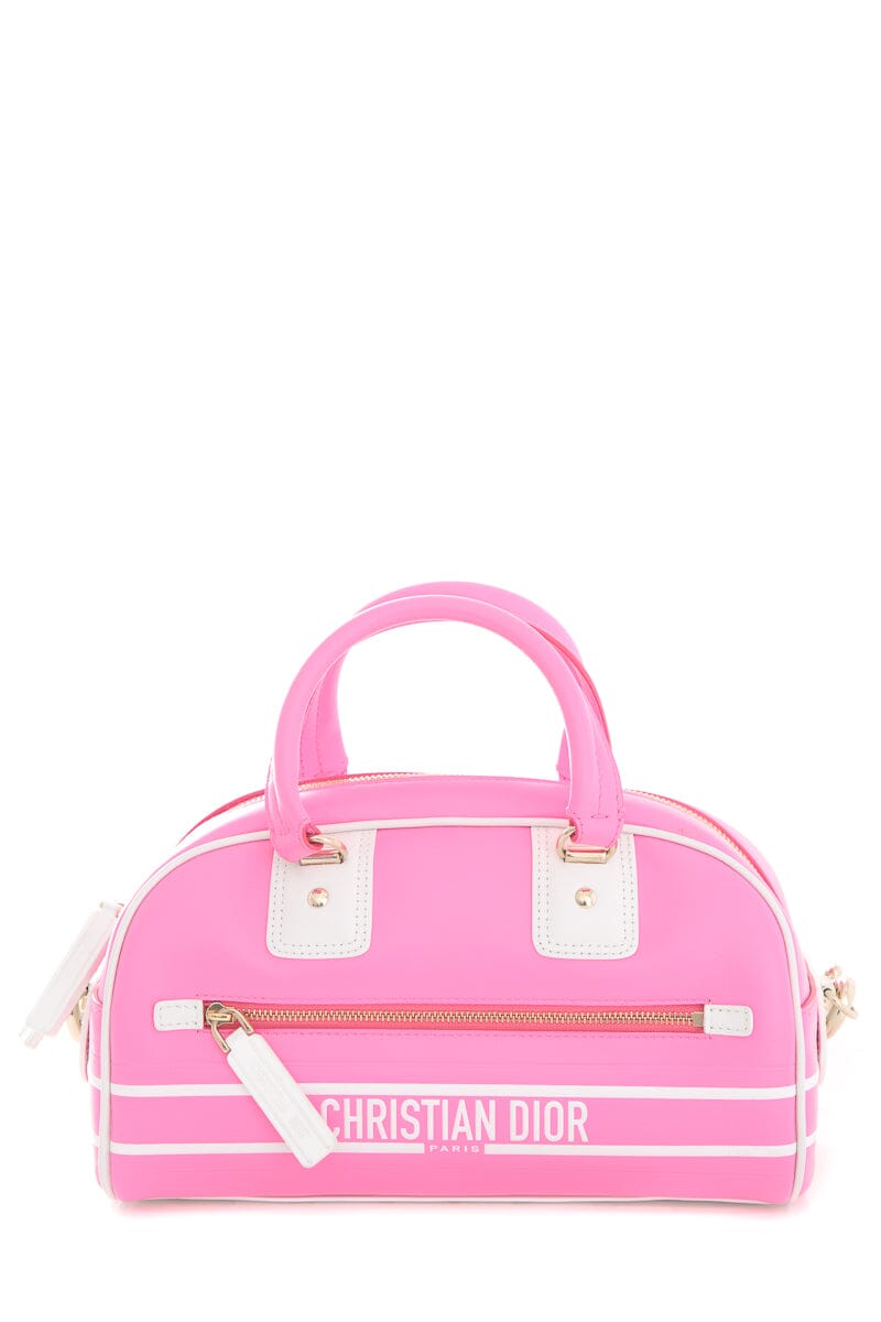 Christian Dior Hot Pink Small Vibe Zip Bowling Handbag