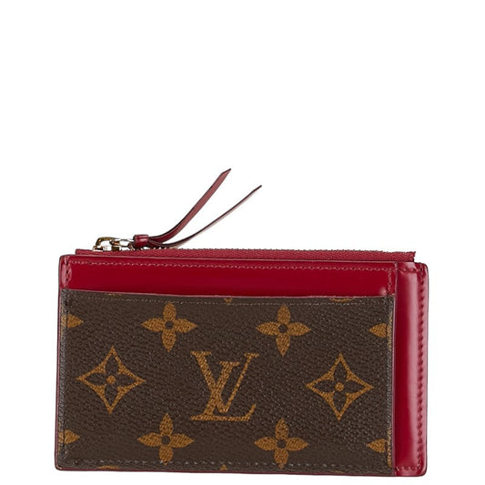 Louis Vuitton Monogram Portecourt Zip Coin Box Card Case M67889 Brown Wine Red PVC Leather Louis Vuitton