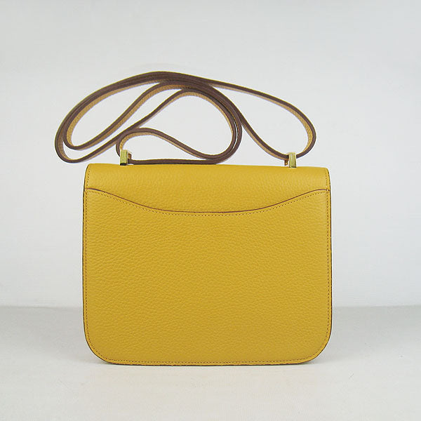 Luxury Hermes Constance Cowskin Leather Bag yellow golden