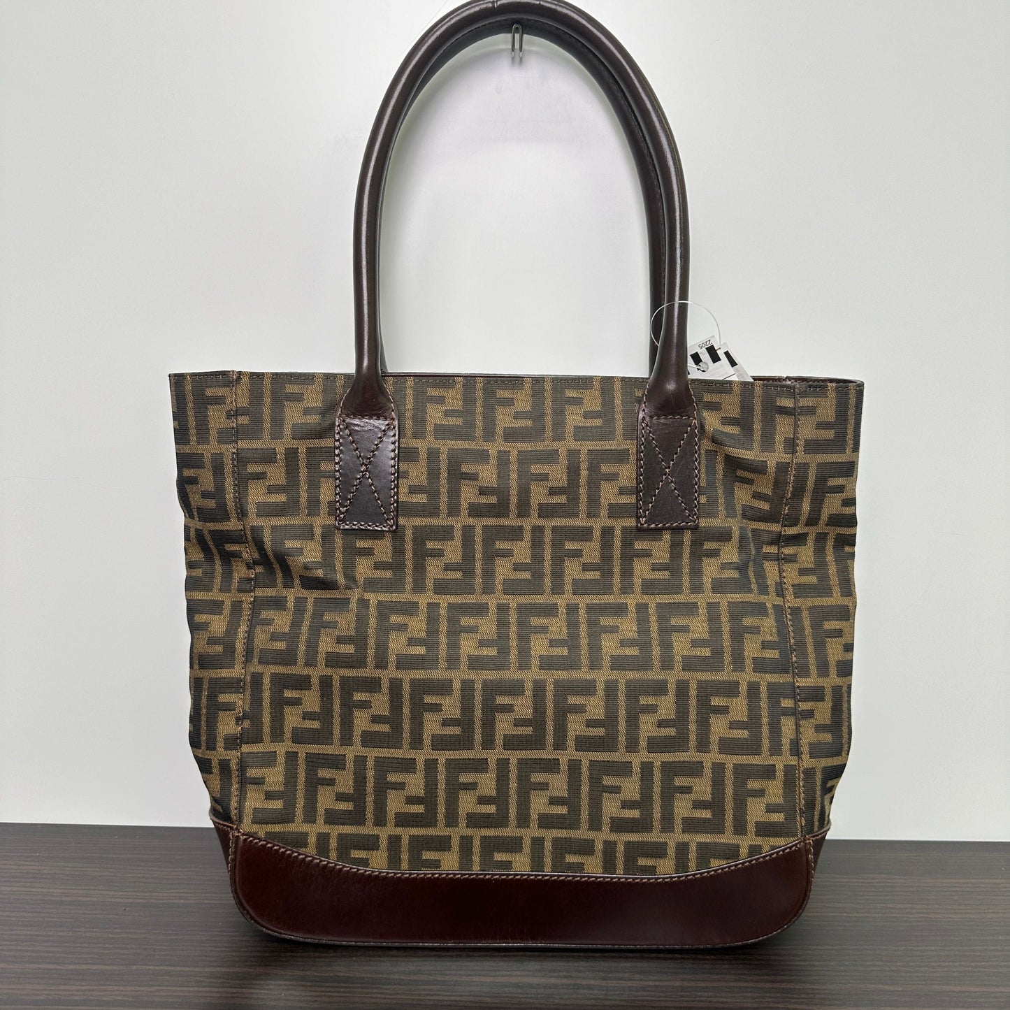 Fendi Leather-Trimmed Zucca Tote - Brown Totes, Handbags LB125418