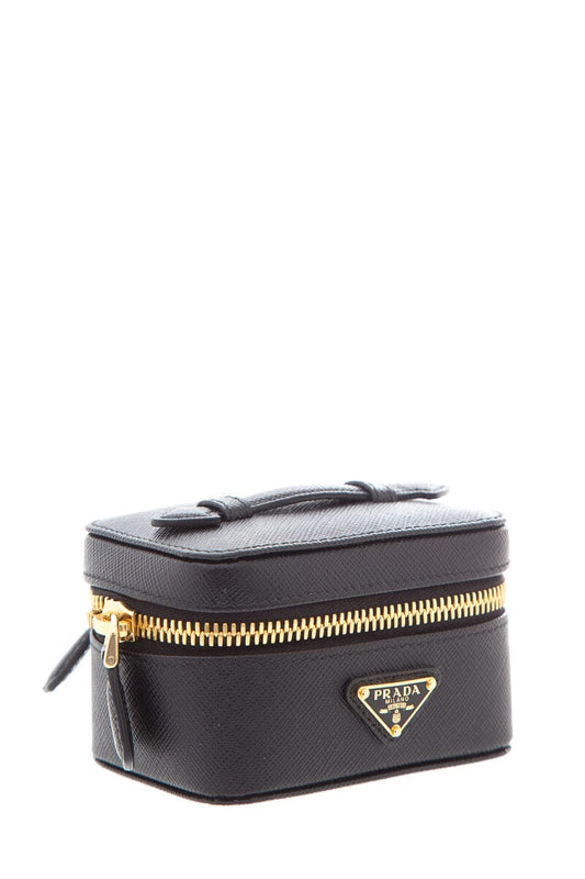 Prada Black Saffiano Leather Beauty Case Luxury Handbag
