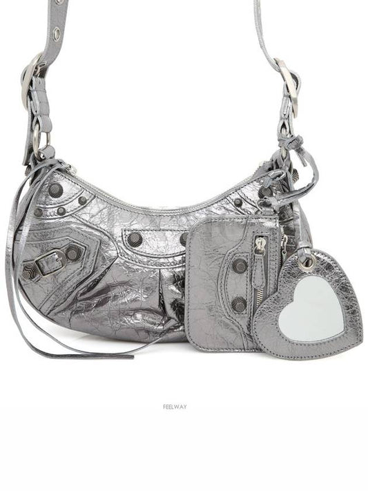Luxury Balenciaga Trending 2026 Women s Le Cagol Xs Shoulder Bag Metallic Silver Cross 671309