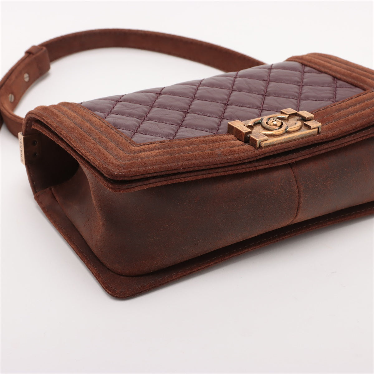 Chanel Boy Chanel 25 Leather X Suede Chain Shoulder Bag Bordeaux X Brown G 18th