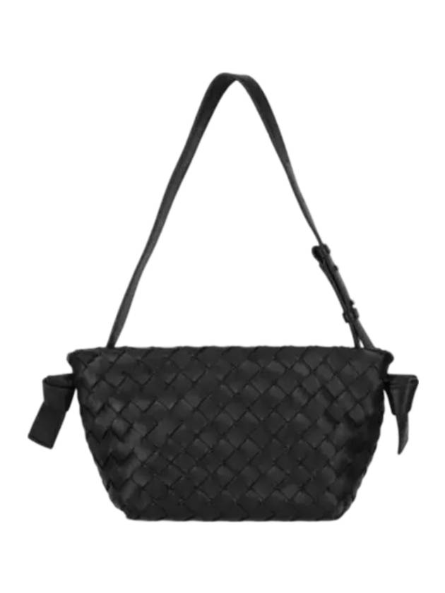 Luxury Bottega Veneta Intrecciato Tie Shoulder Bag Black