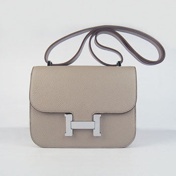 Luxury Hermes Constance Cowskin Leather Bag grey silver
