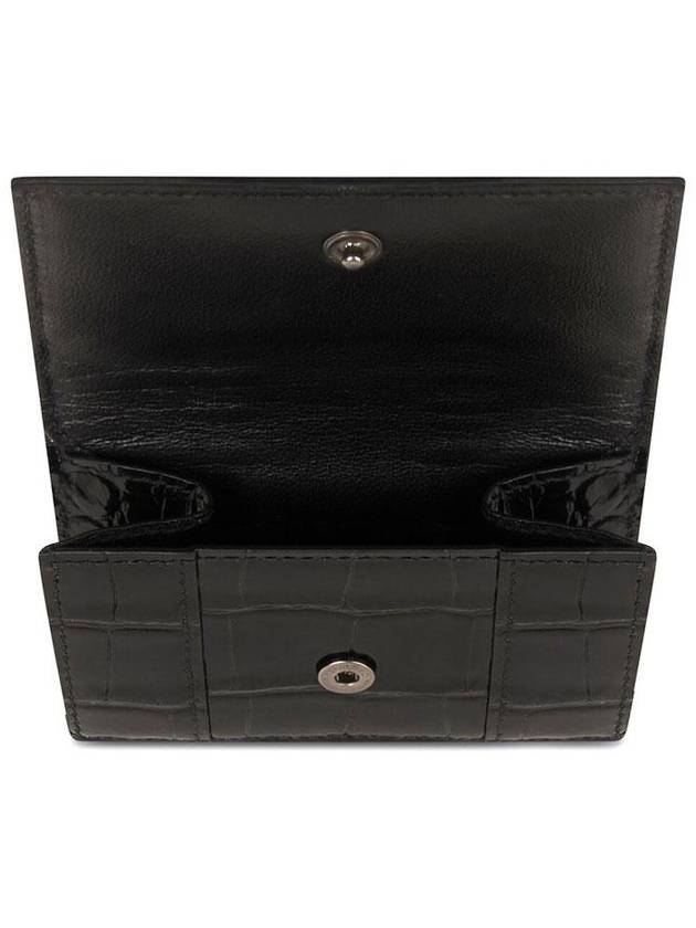 Luxury Balenciaga Trending 2026 Hourglass B Logo Half Wallet Black