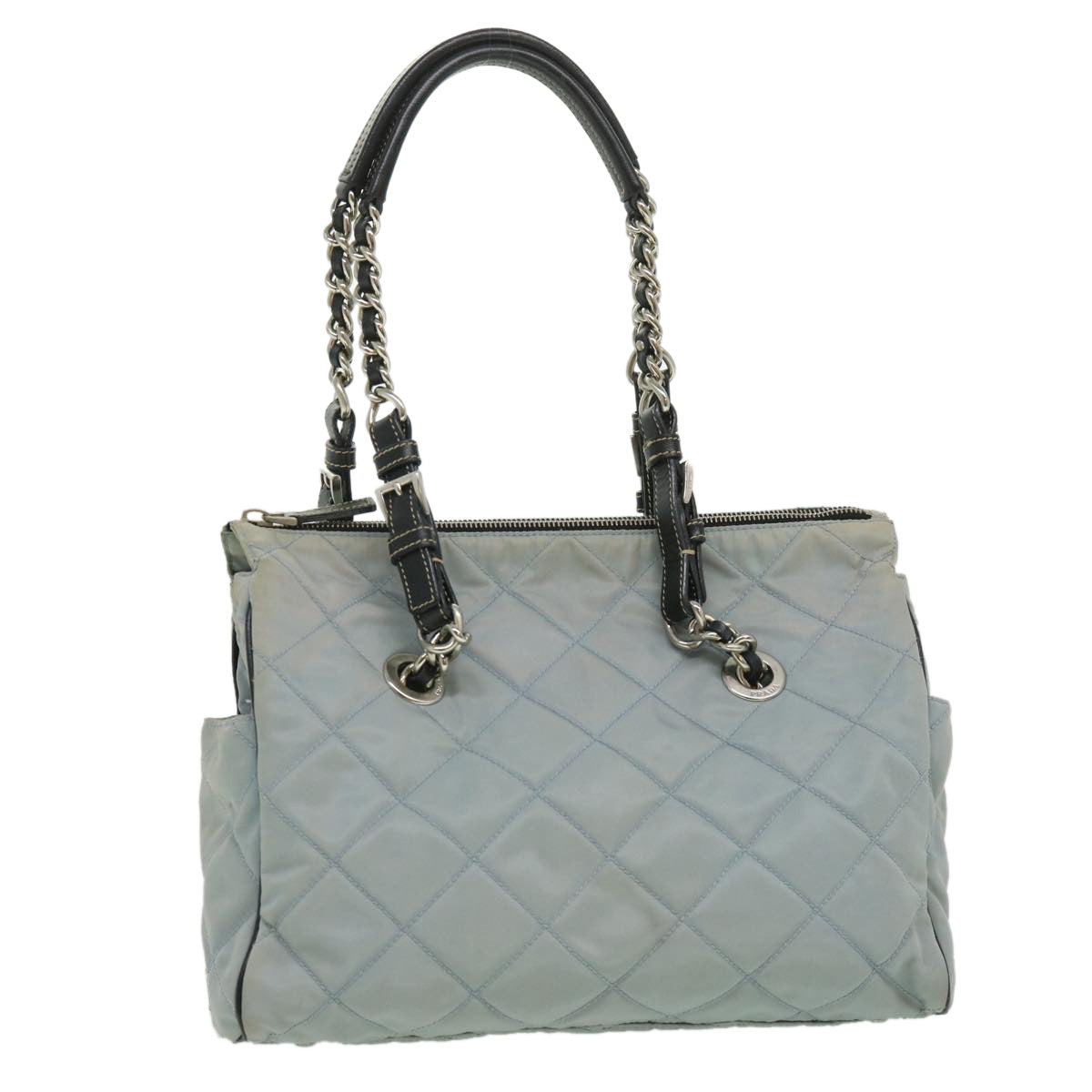 Prada Chain Shoulder Bag Nylon Light Blue