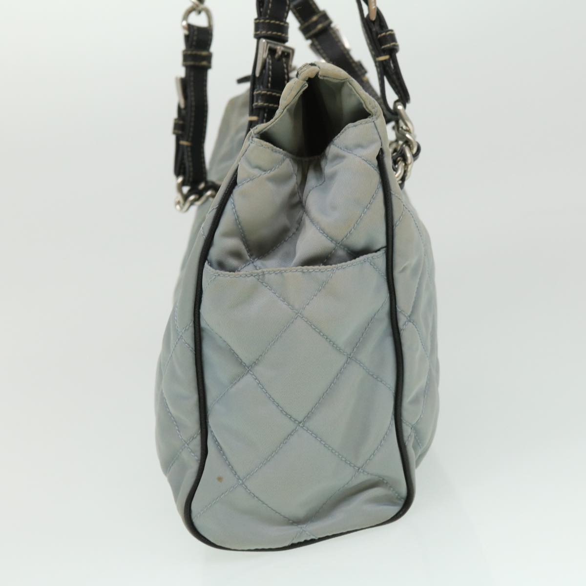 Prada Chain Shoulder Bag Nylon Light Blue