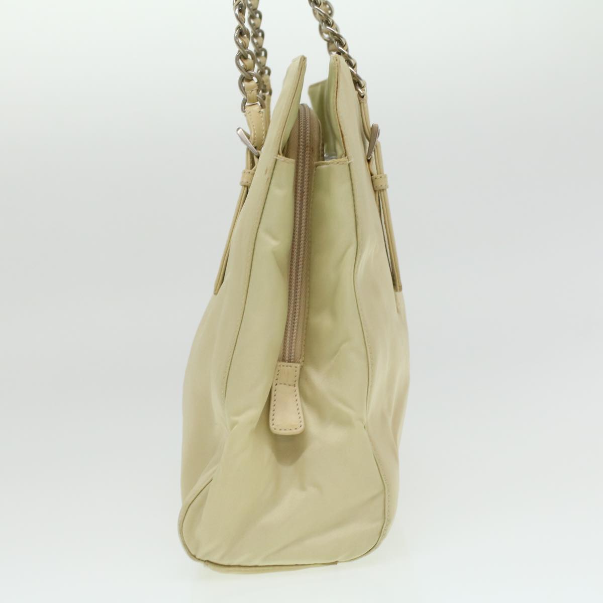 Prada Chain Shoulder Bag Nylon Beige