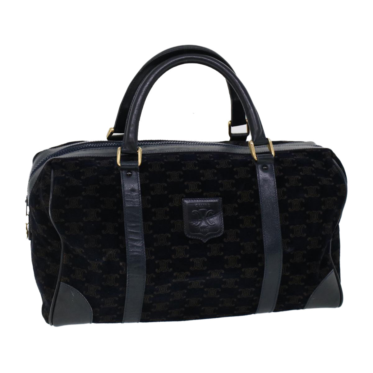 Luxury CELINE C Macadam Boston Bag Suede Leather Navy ac2168