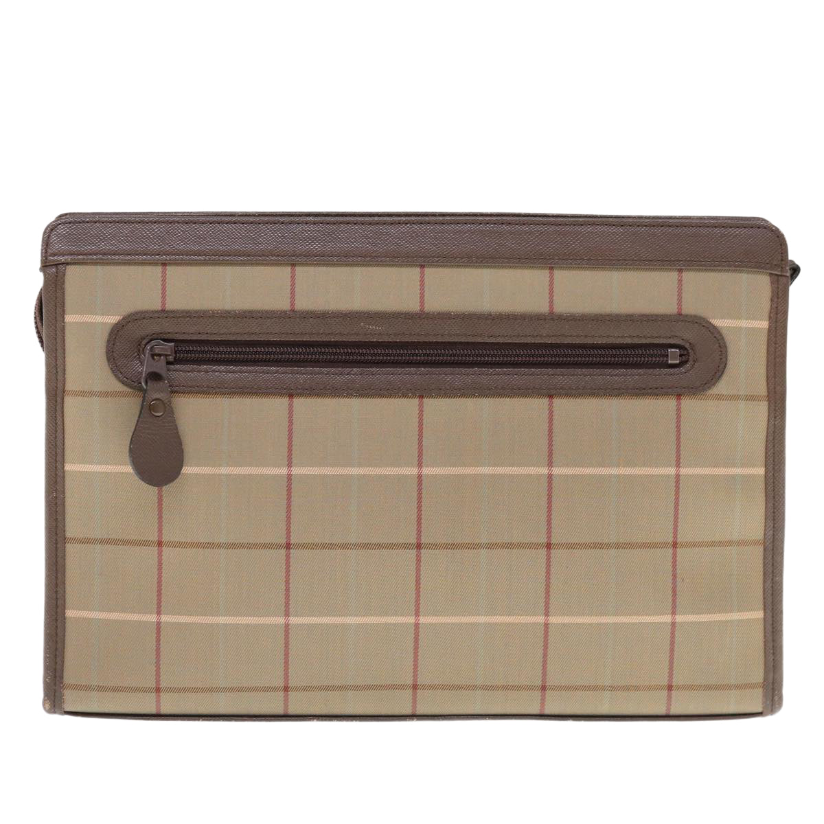 Burberry Nova Check Clutch Bag Nylon Canvas Beige Auth ac2672