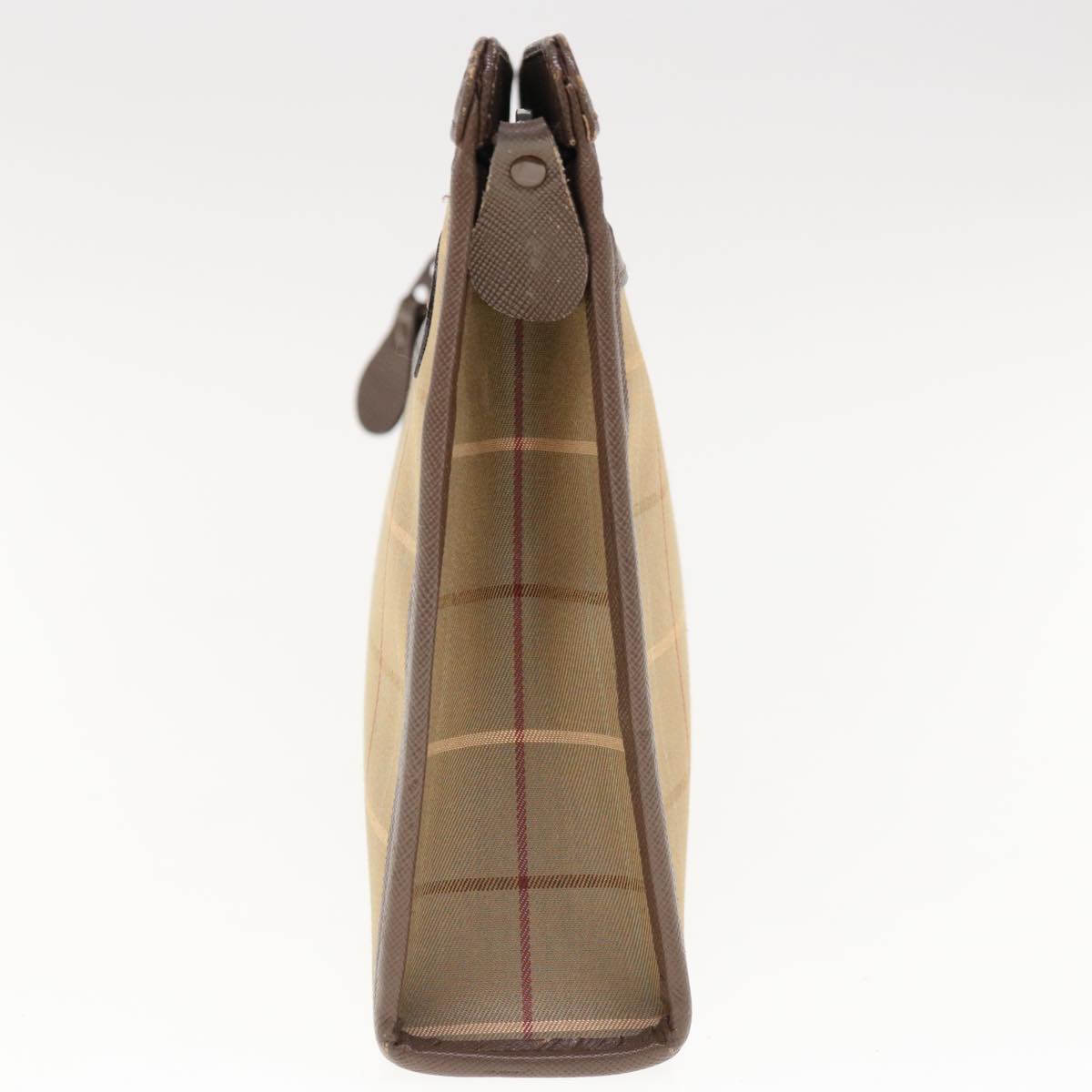Burberry Nova Check Clutch Bag Nylon Canvas Beige Auth ac2672