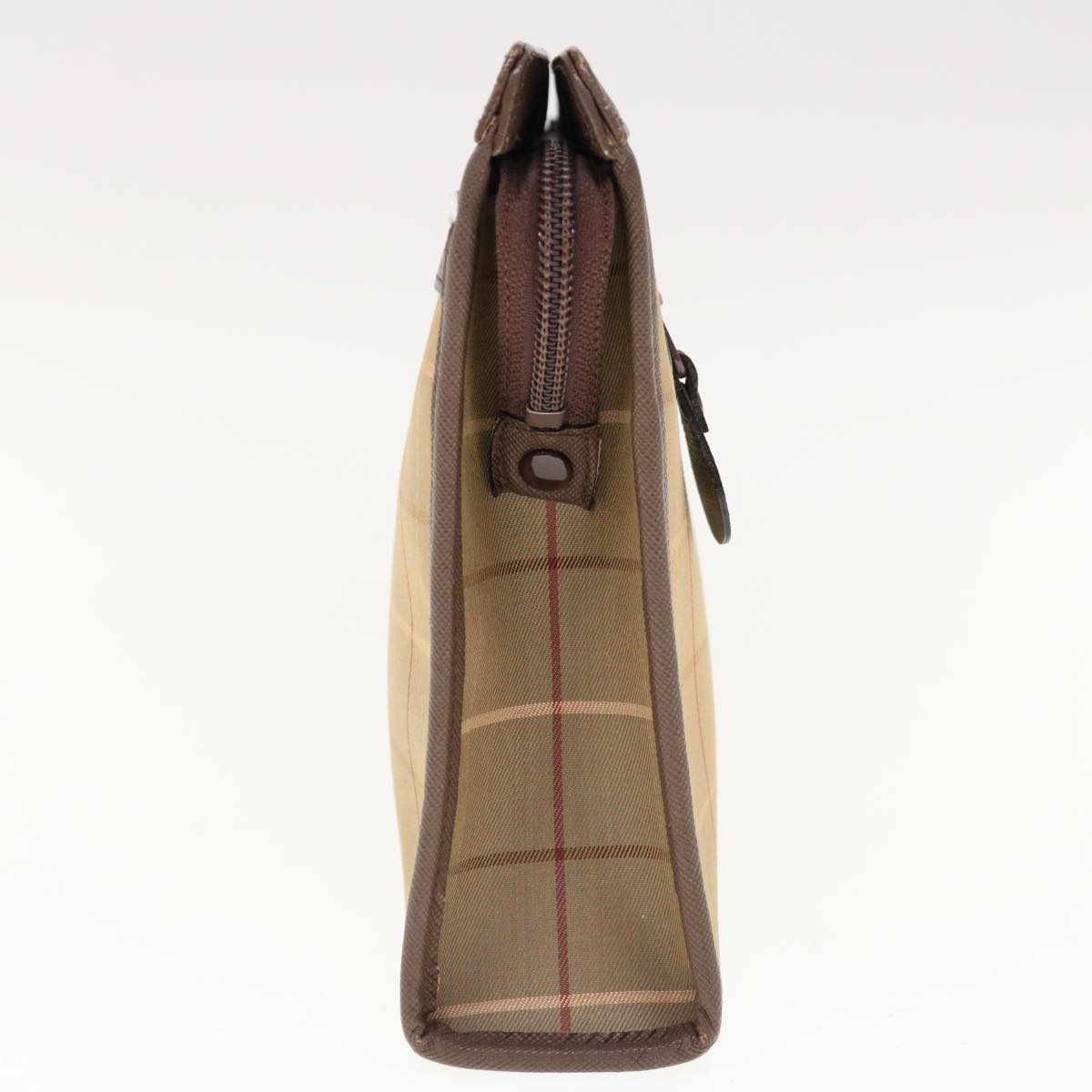 Burberry Nova Check Clutch Bag Nylon Canvas Beige Auth ac2672