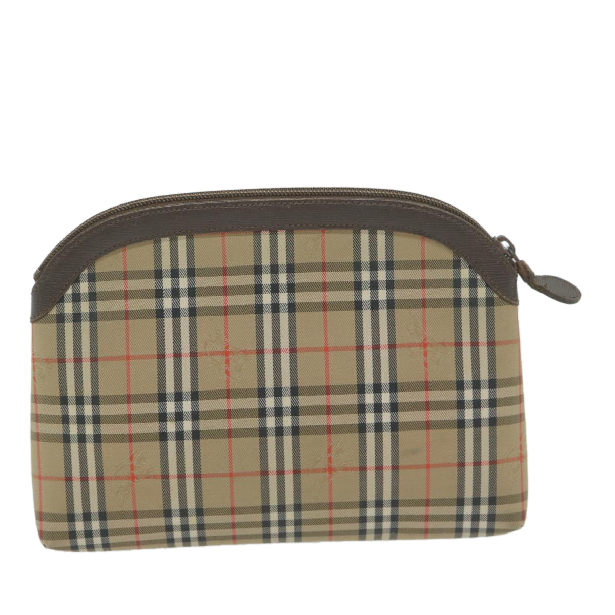 Burberry Nova Check Clutch Bag Nylon Canvas Beige Auth ac2674