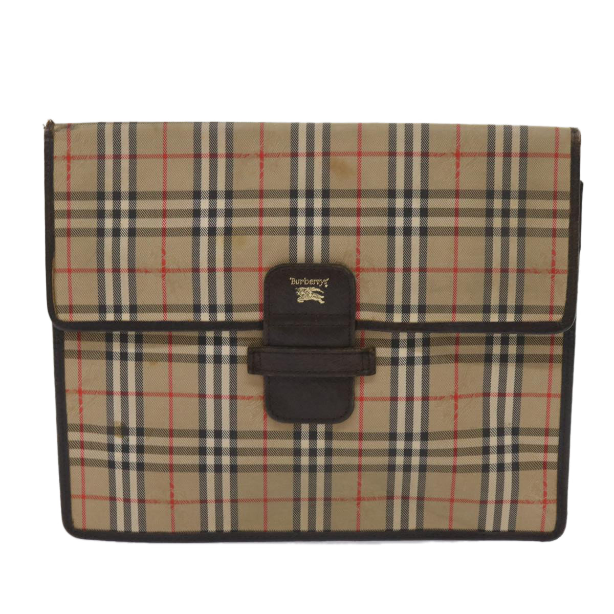 Burberry Nova Check Clutch Bag Canvas 2Set Beige Brown Auth ac2698