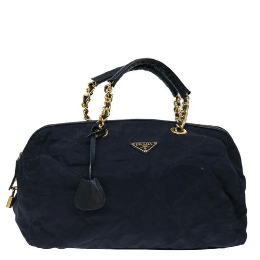 PRADA Quilted Hand Bag Nylon Navy Auth ac2871