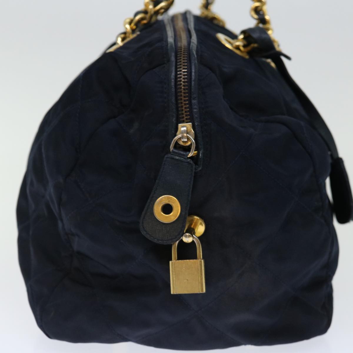 PRADA Quilted Hand Bag Nylon Navy Auth ac2871