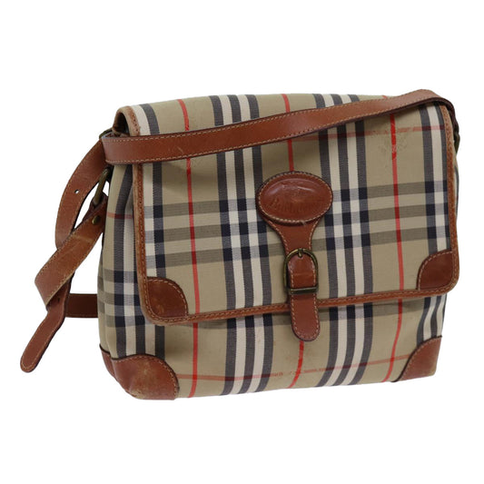 Burberry Nova Check Shoulder Bag Canvas Beige Auth ac2921