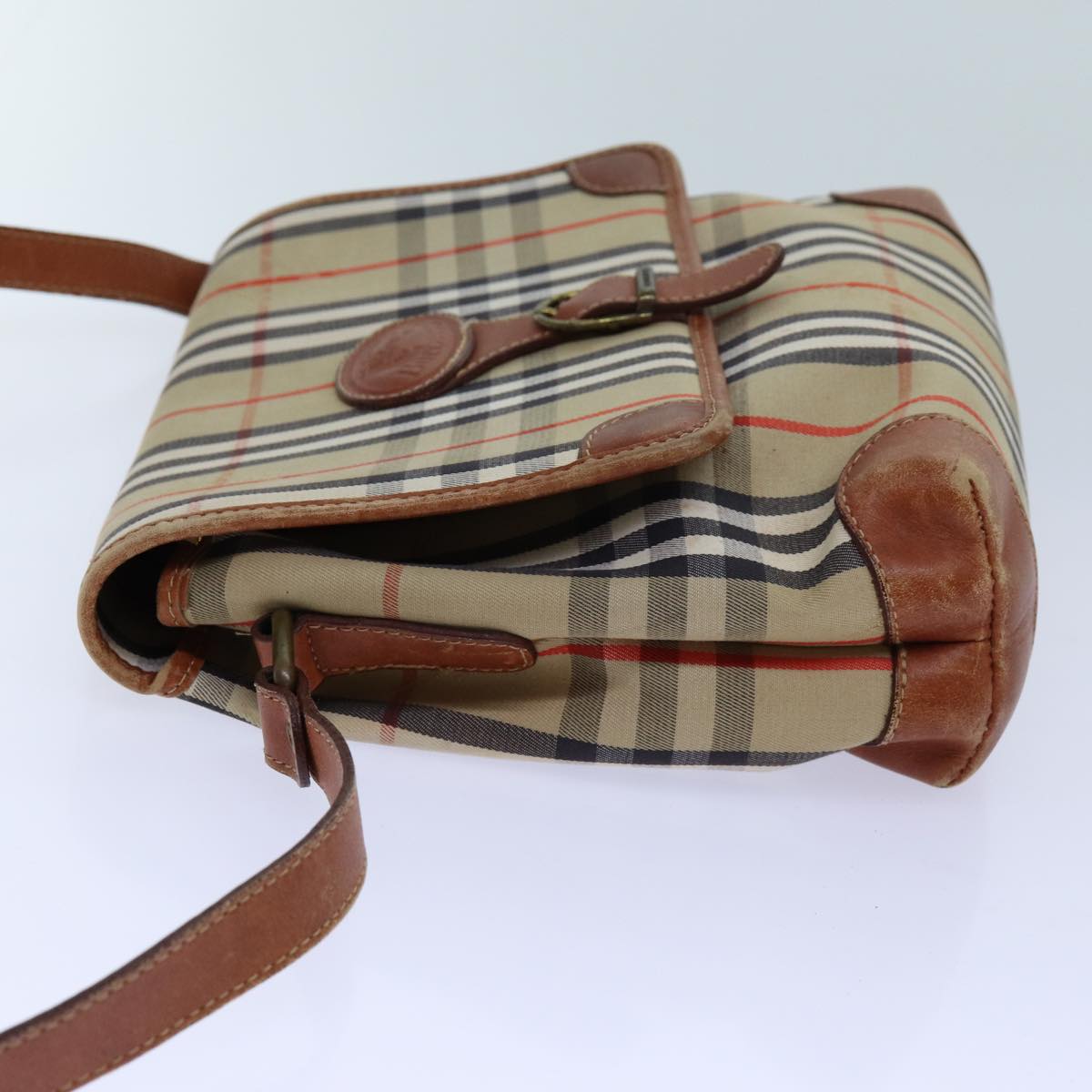 Burberry Nova Check Shoulder Bag Canvas Beige Auth ac2921