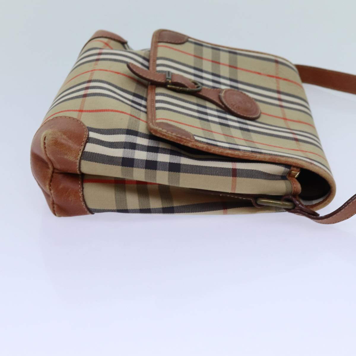 Burberry Nova Check Shoulder Bag Canvas Beige Auth ac2921