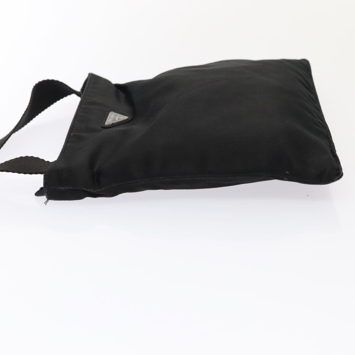 PRADA Shoulder Bag Satin Silver Black Auth